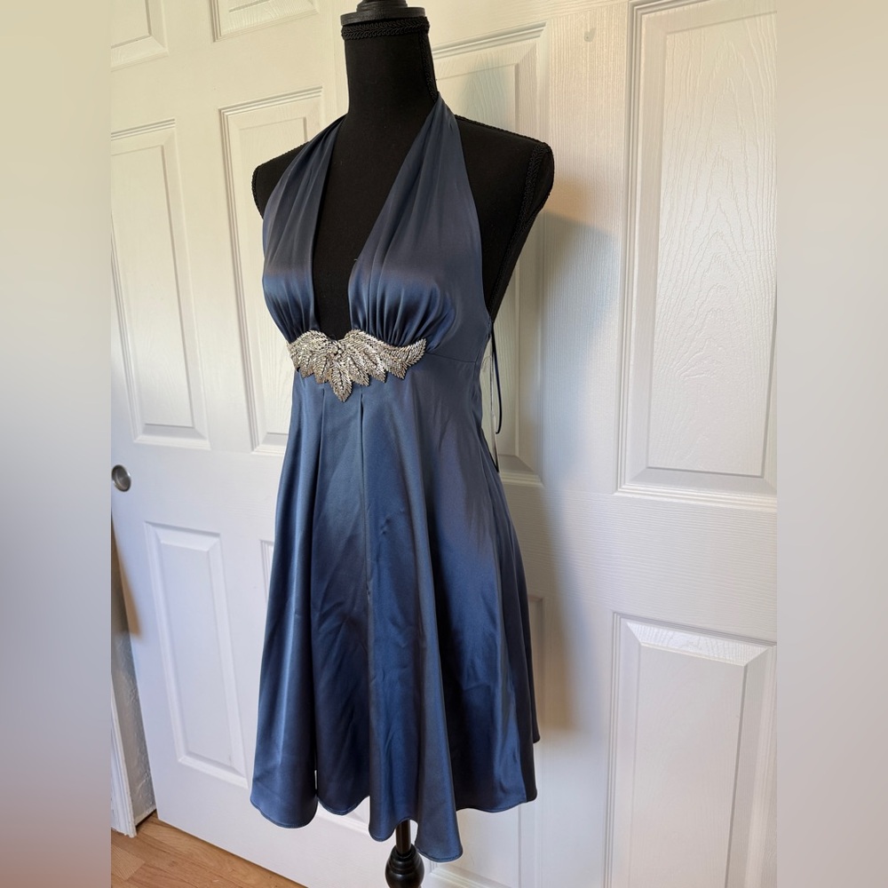Ingwa Melero Navy Halter Mini Dress with Silver Detail - Picture 3 of 8